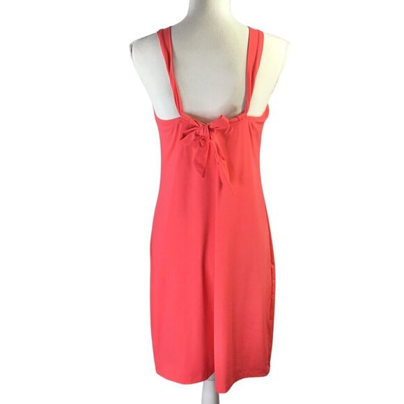 Athleta Kokomo Swim Dress Melon Size M Built in Bra Tie Halter 739779 High Neck - Picture 6 of 10